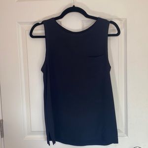 Loft scoop neck pocket tank top, navy blue, size small